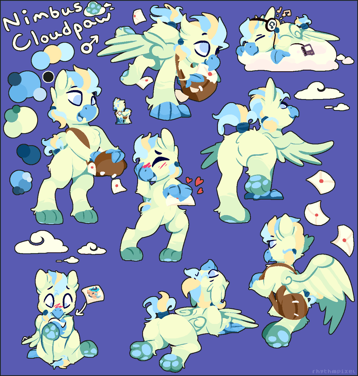 I made a birb! He's a courier and good boy, also likes music🎶 #mlp #gryphon