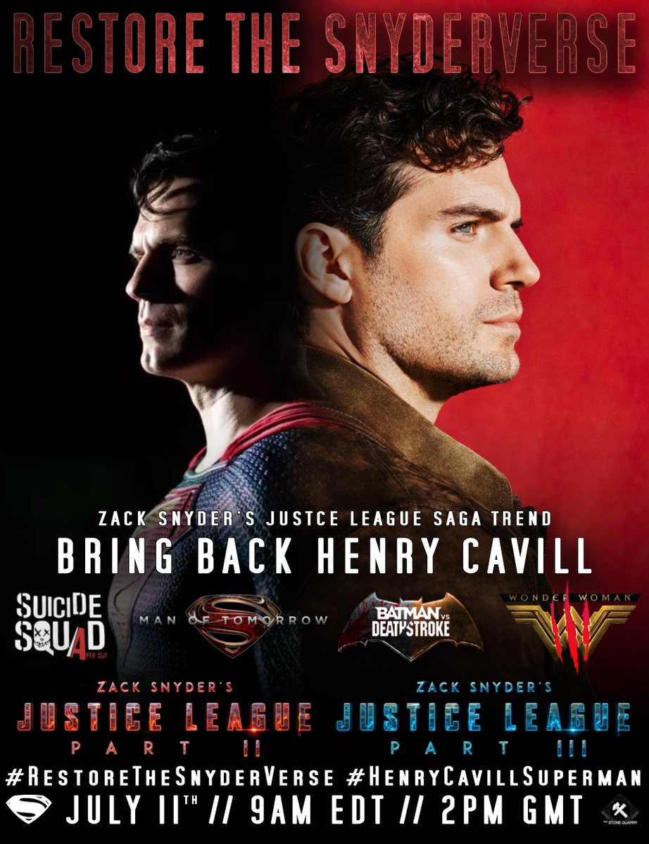 SnyderQueen_'s tweet image. July 11th RESTORE THE SNYDERVERSE 

We are not interested in James Gunn's Superman, bring back Zack Snyder &amp;amp; Henry Cavill to finish the Justice League Saga.

Spread the word. No SnyderVerse, No Money
#RestoreTheSnyderverse #HenryCavillSuperman