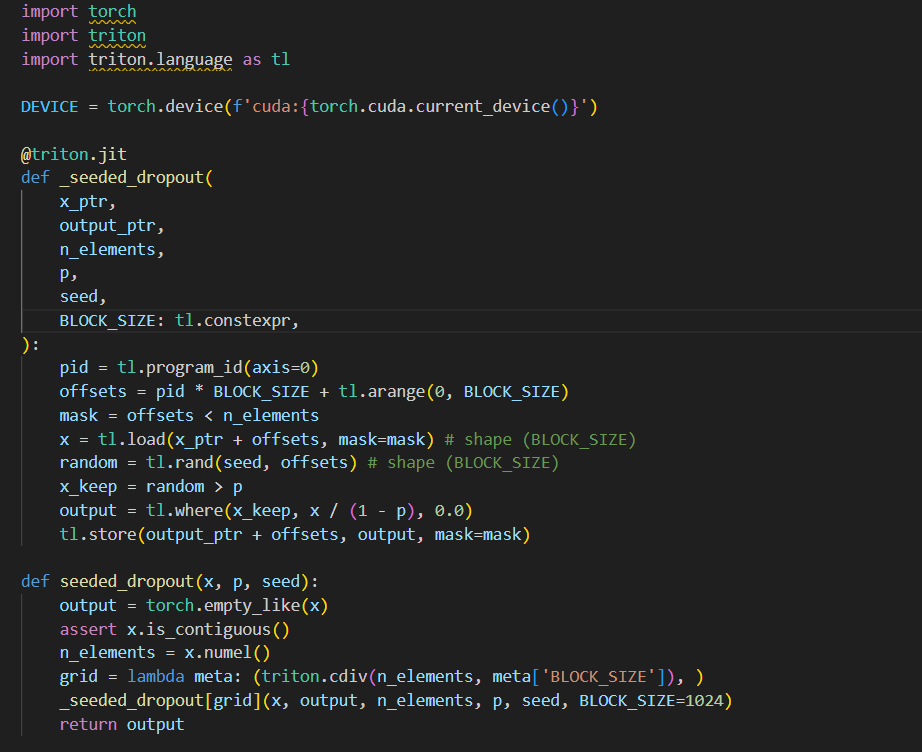 jino_rohit's tweet image. day8  #100daysofcuda

Implemented a memory efficient version of dropout in triton.

Code - github.com/JINO-ROHIT/adv…