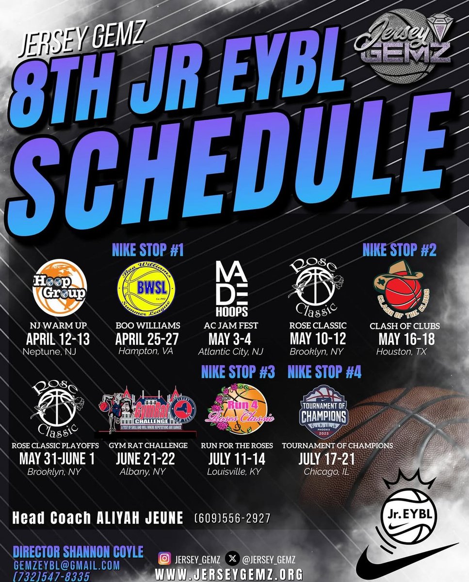 Check out my spring AAU schedule