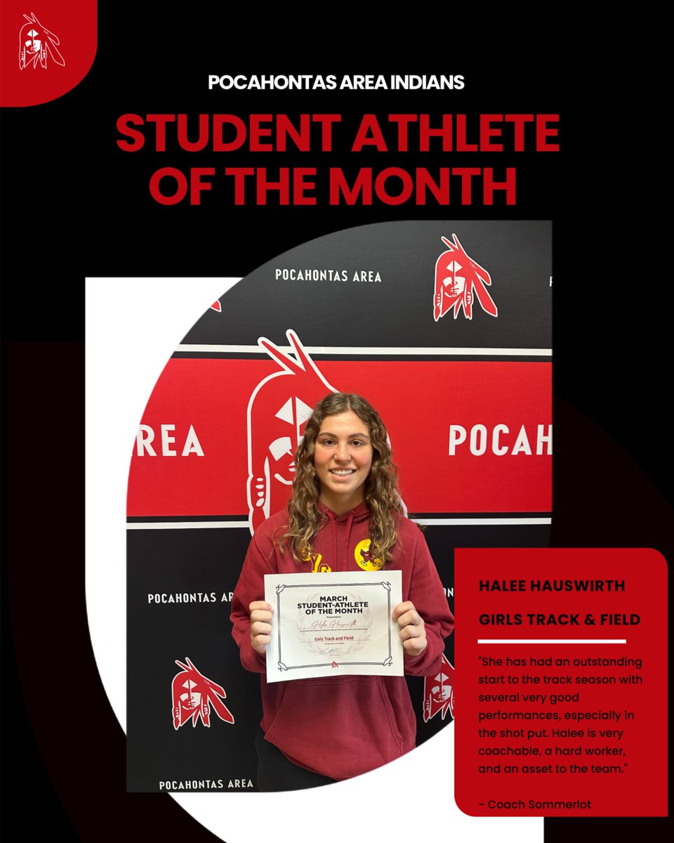 PAC_Indians's tweet image. 🏆 March Student-Athletes of the Month 🏆
Honoring Halee Hauswirth (Girls Track), Caleb Roberts (Boys Track), Camryn Allen (Girls Golf), and Brennen Storms (Boys Golf) for their leadership &amp;amp; dedication on and off the field! 👏
#PACStrong #StudentAthletesOfTheMonth #PocahontasArea