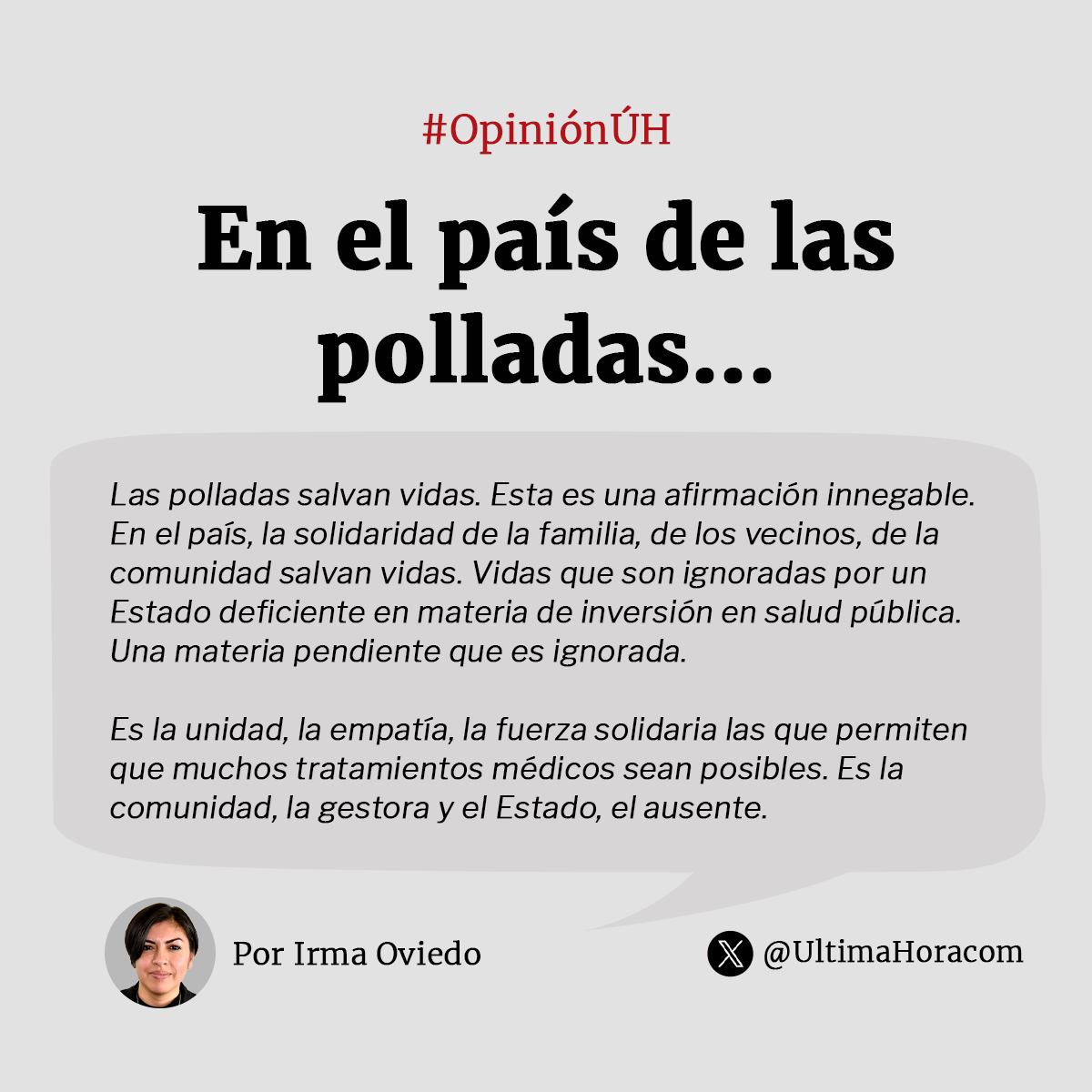 #OpiniónÚH | En el país de las polladas, por <a href="/IrmaLorenita/">Irma Oviedo</a>

🔴 Nota: ultimahora.com/en-el-pais-de-…