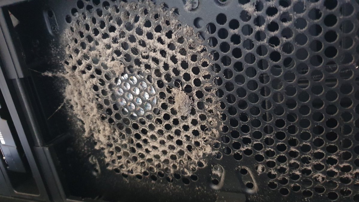 Overheating PC, the front fan (pictured) wasn't too bad so the customer hadn't realised that the bottom fan was 100% Blocked!