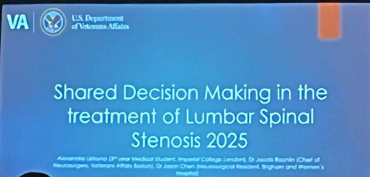 VAsurgeons's tweet photo. Shared decision-making in lumbar spinal stenosis (LSS): underutilized but impactful.
@imperialcollege & @VABostonHC examine how patient preferences influence surgical choices and outcomes Fusion rates were lower & symptom relief better when SDM was used. #AVAS2025 https://t.co/cJtMyTu5O8