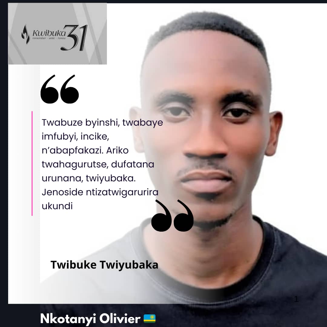 olinkotanyi's tweet photo. Twe urubyiruko twavutse nyuma ya jenoside yakorewe abatutsi muri mata 1994 duhorana inyota yo kumenya Amateka yaranze igihugu cyacu ndetse no gukomeza gukora ibishoboka byose ngo tuyasigasire dukomeza ababuze ababo twese nkabitsamuye tuti ngo "ntibizongera kuko twamenye ukuri" https://t.co/zPWoMARR2D
