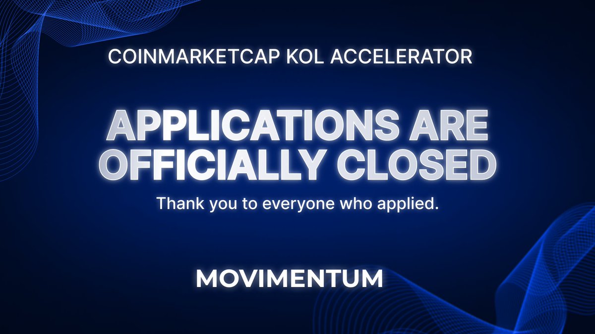 With over 300 applications, the CoinMarketCap KOL Accelerator form is now closed.

The market is bleeding, Crypto Twitter is depressed, but opportunities on CMC are ramping up daily.

We’ll be selecting and announcing the creators this week. 

Stay tuned.