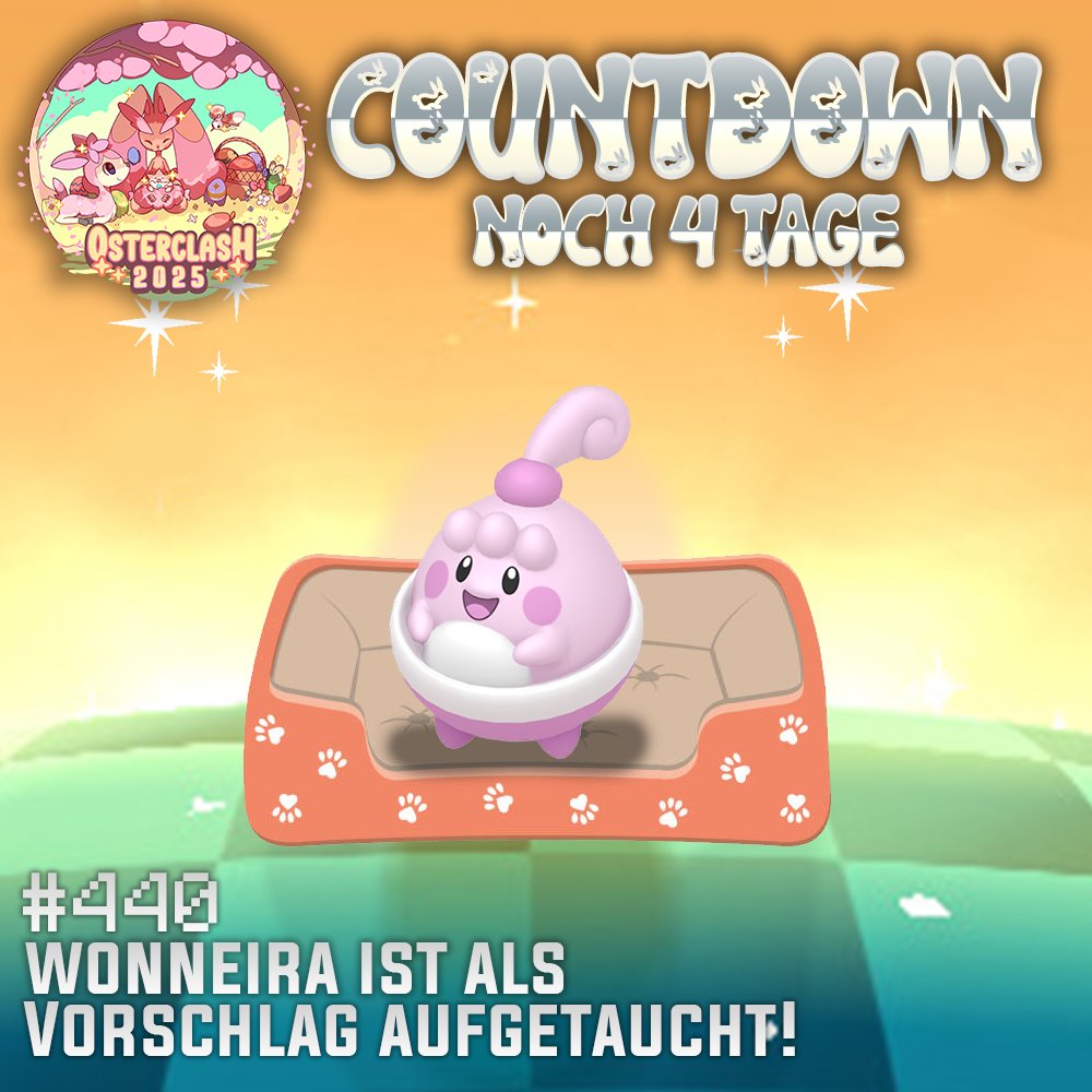 shinydust_ger's tweet photo. Der Osterclash 2025 startet in GENAU 4 Tagen!

Brütet, was das Zeug hält und sammel Punkte für jedes Shiny! ✨️

Der Countdown läuft weiter... Das ist unsere nächste Shinyhunt Empfehlung, das erste Baby Pokemon: https://t.co/c8BD5s91yl