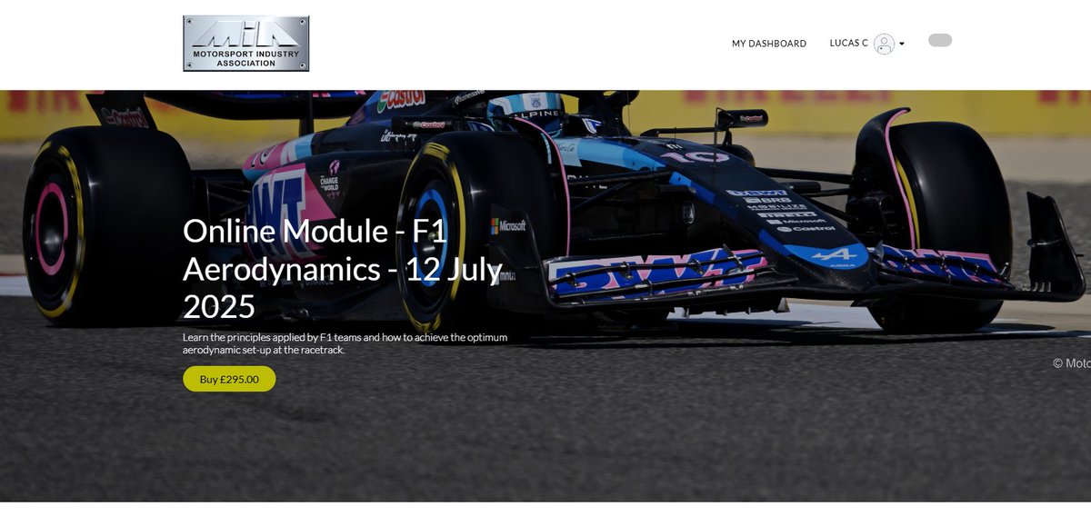 Por si a alguien le interesa ser el/la aburrido/a del grupo y saber aerodinámica del F1, podes estudiar desde Argentina hacía Inglaterra por 295£ (380 USD)👇
Consejo: hidratate bien ese día, porque el cerebro te queda frito