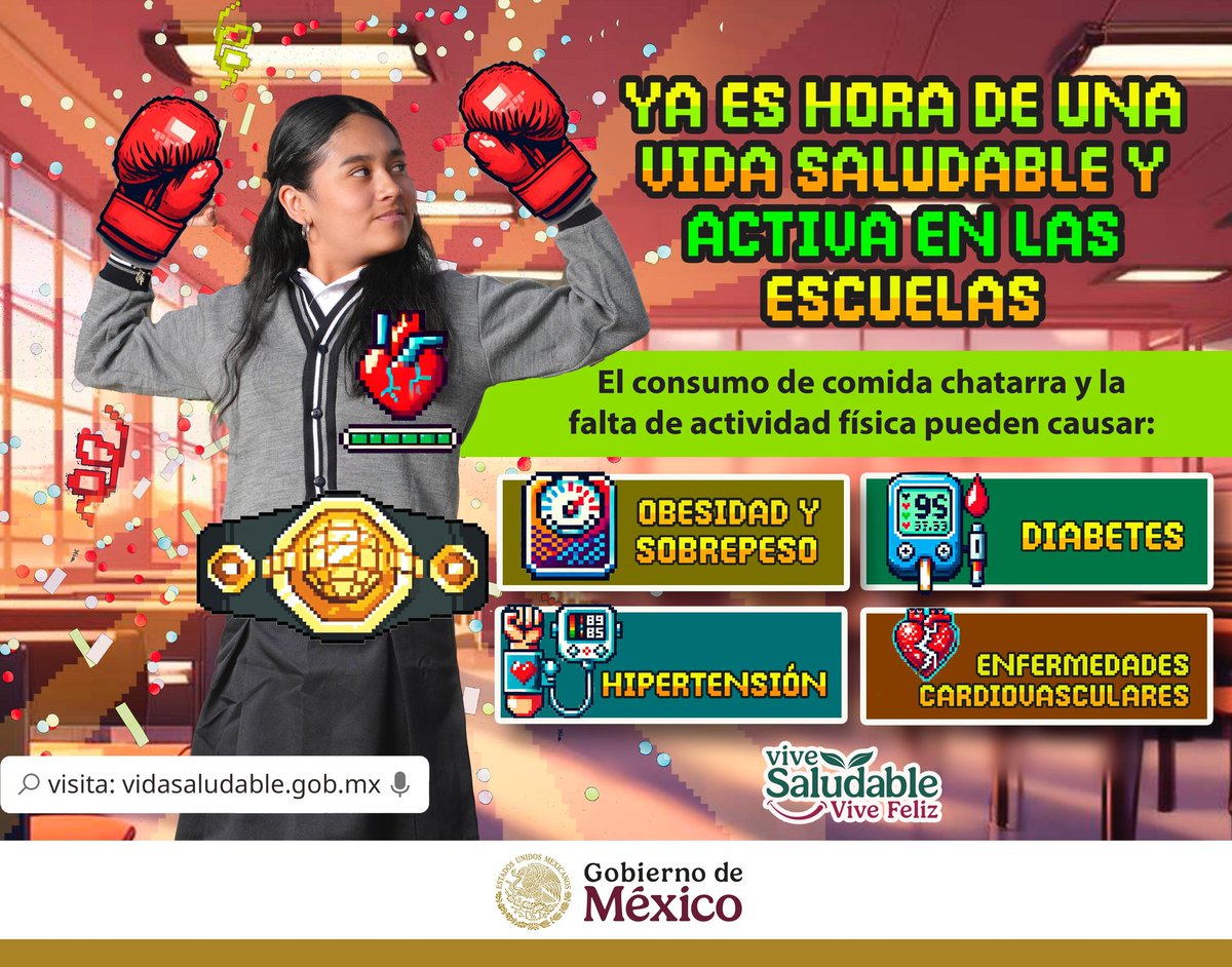 #ViveSaludableViveFeliz Comer bien y mantenerse activo es la clave para una vida llena de energía. Evita el exceso de comida ultra procesada y el sedentarismo, ya que pueden causar obesidad, diabetes e hipertensión.