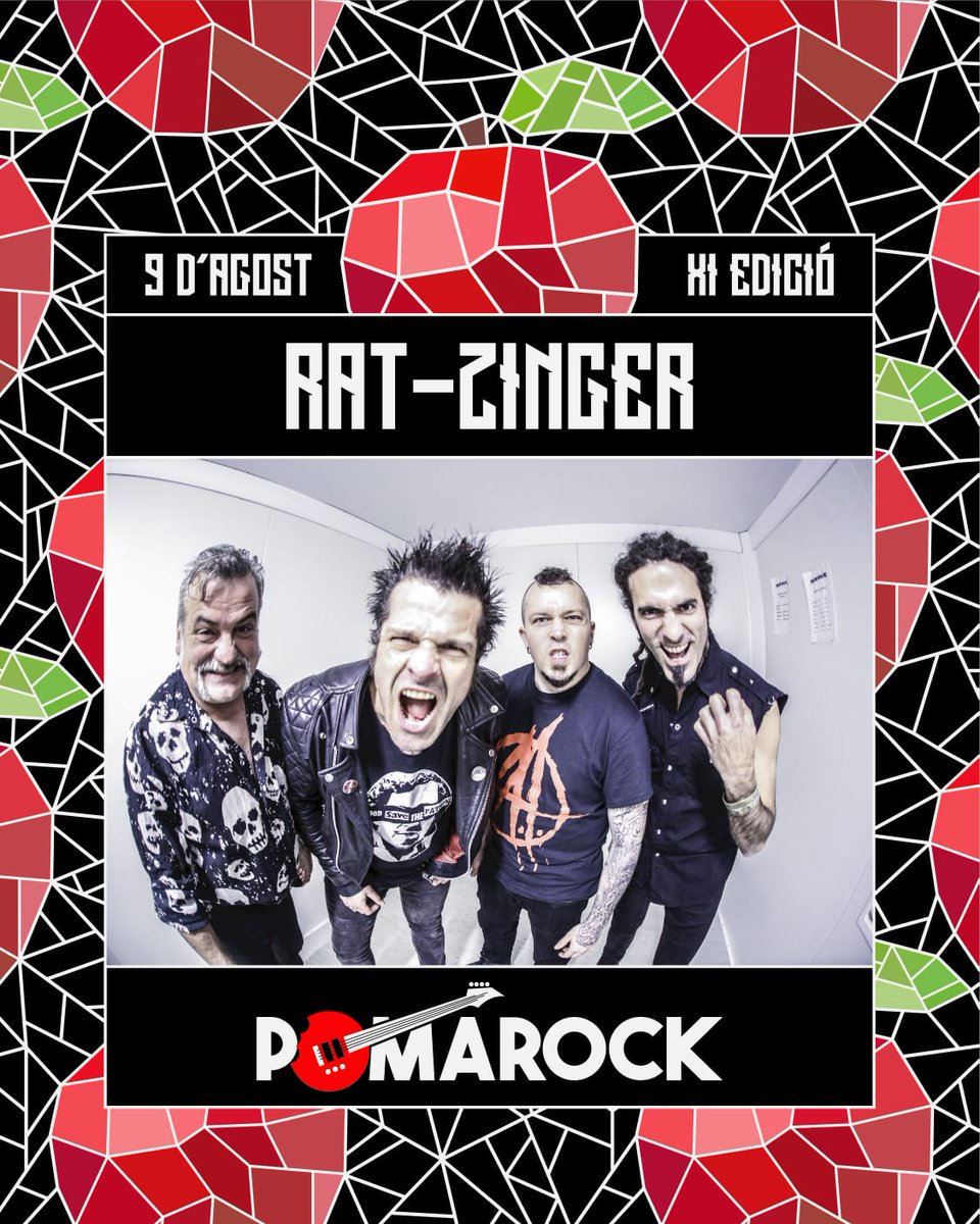 🍎🎸 RAT-ZINGER 🎸🍎

Rat-zinger ens acompanyaran amb el seu punk rock des de Bilbo!🔥

Presentaran el seu disc 💿 "BALA PER CÁPITA" per primera volta a Agres el pròxim 9 d'agost al #PomaRock2025❤️‍🔥

🎟️ Recordeu que ja podeu comprar les entrades a l'enllaç

notikumi.com/channel/pomaro…
