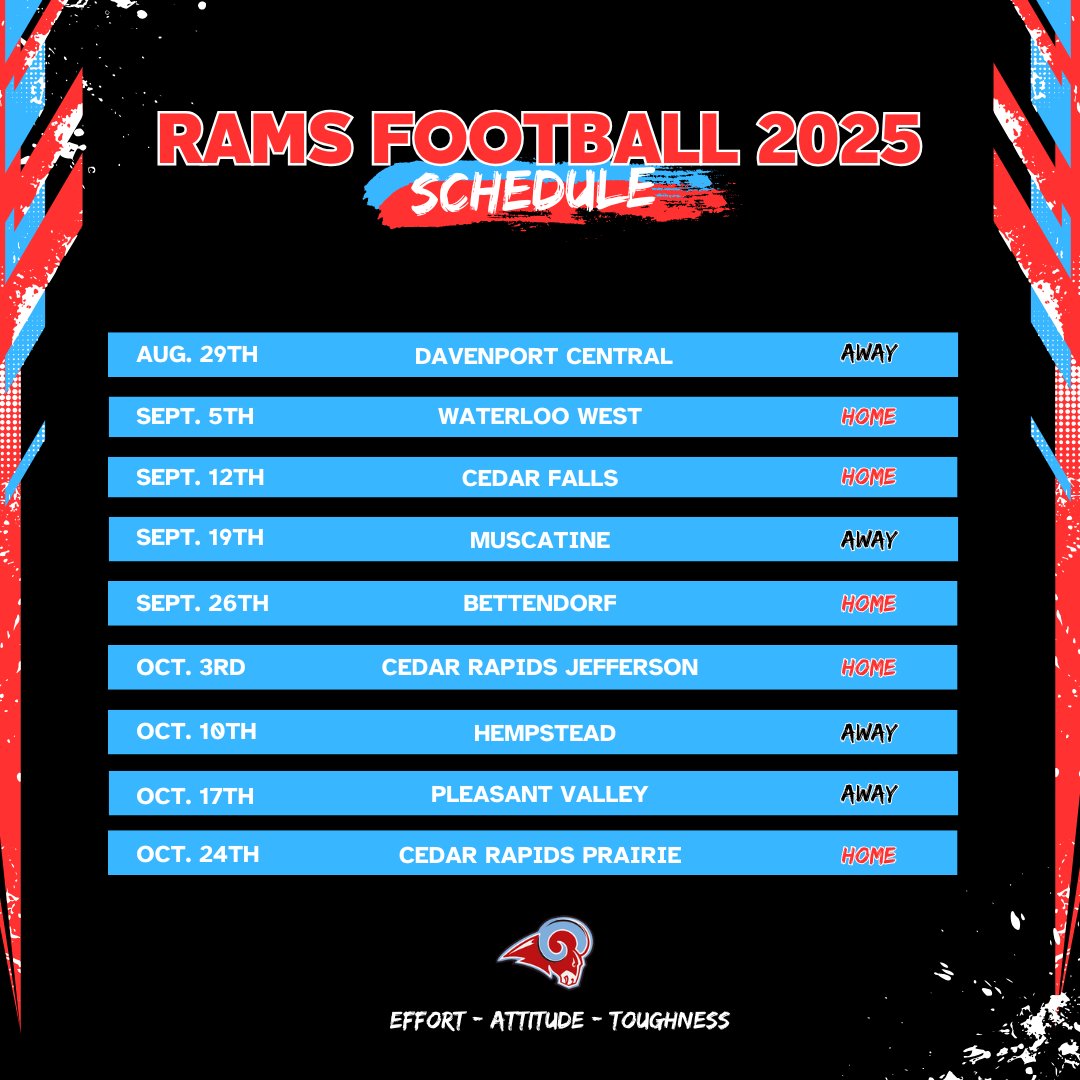 Senior Rams 2025 Football Schedule
#EAT