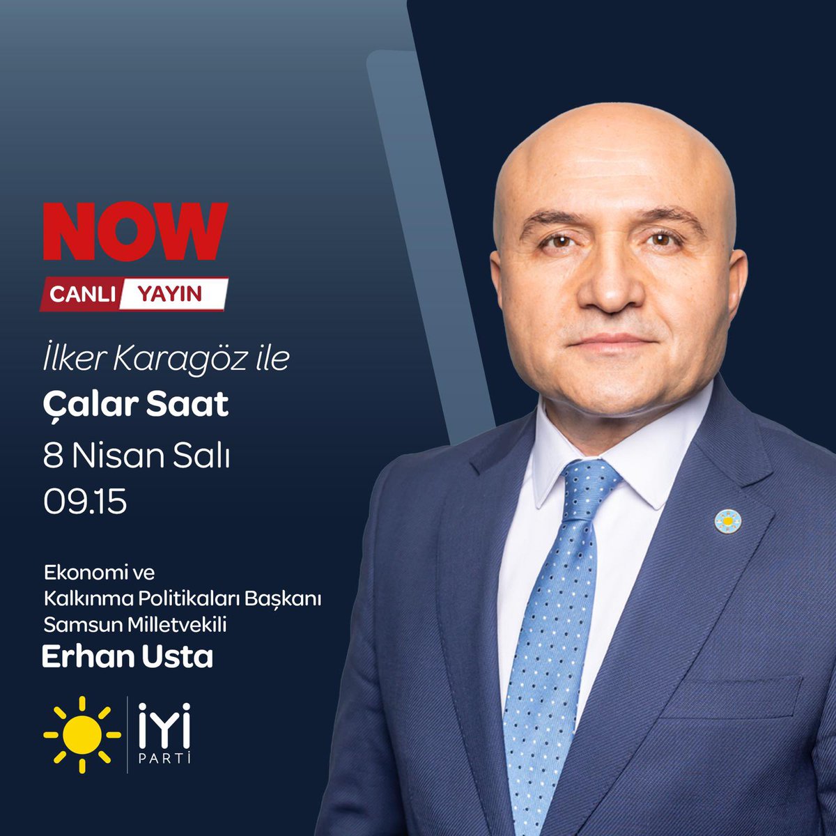 🗓 8 Nisan Salı (yarın sabah)
⏰ 09:15'te
📺 NOW TV ekranlarında

İlker Karagöz ile #ÇalarSaat programına konuk oluyorum.