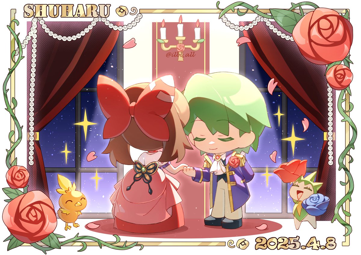 💚❤️🎉🎈✨
#シュウハル
#ContestShipping
又一年瞬遥日快乐呀~
这次画了剧场版的衣服，有两个版本，选择困难症选择全发了(草