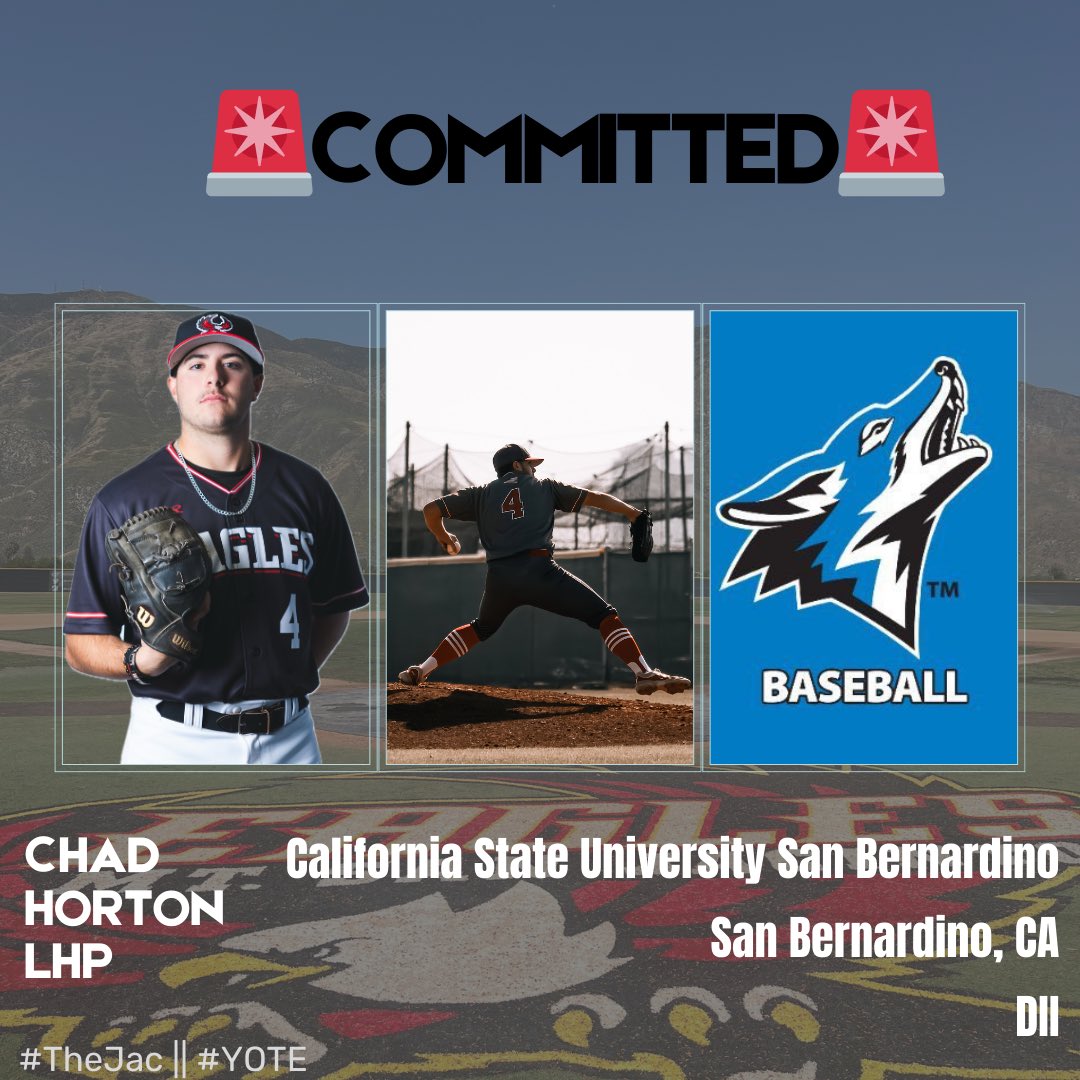 Mt. San Jacinto College Baseball (@msjcbaseball) on Twitter photo ๐จ๐๐จ๐ฆ๐ฆ๐ข๐ญ๐ฆ๐๐ง๐ญ ๐๐ฅ๐๐ซ๐ญ๐จ
๐๐ก๐๐ ๐๐จ๐ซ๐ญ๐จ๐ง (<a href="/chadHorton44/">Chad Horton 44</a>)
๐๐จ๐ฉ๐ก๐จ๐ฆ๐จ๐ซ๐ || ๐๐ข๐ญ๐๐ก๐๐ซ
Congrats to Chad on his commitment to DII Cal State San Bernardino (<a href="/CSUSB_Baseball/">CSUSB Baseball</a>)
#TheJac || #YOTE
๐ฆ
๐จ๐๐จ๐ฆ๐ฆ๐ข๐ญ๐ฆ๐๐ง๐ญ ๐๐ฅ๐๐ซ๐ญ๐จ
๐๐ก๐๐ ๐๐จ๐ซ๐ญ๐จ๐ง (<a href="/chadHorton44/">Chad Horton 44</a>)
๐๐จ๐ฉ๐ก๐จ๐ฆ๐จ๐ซ๐ || ๐๐ข๐ญ๐๐ก๐๐ซ
Congrats to Chad on his commitment to DII Cal State San Bernardino (<a href="/CSUSB_Baseball/">CSUSB Baseball</a>)
#TheJac || #YOTE
๐ฆ
