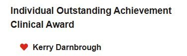 Out JAG lead nurse Kerry Darnbrough has been nominated for the ❤️ award 2024: Individual Outstanding achievement clinical award. Congratulations 🙌 and best wishes.
<a href="/JAG_Endoscopy/">JAG Endoscopy</a>