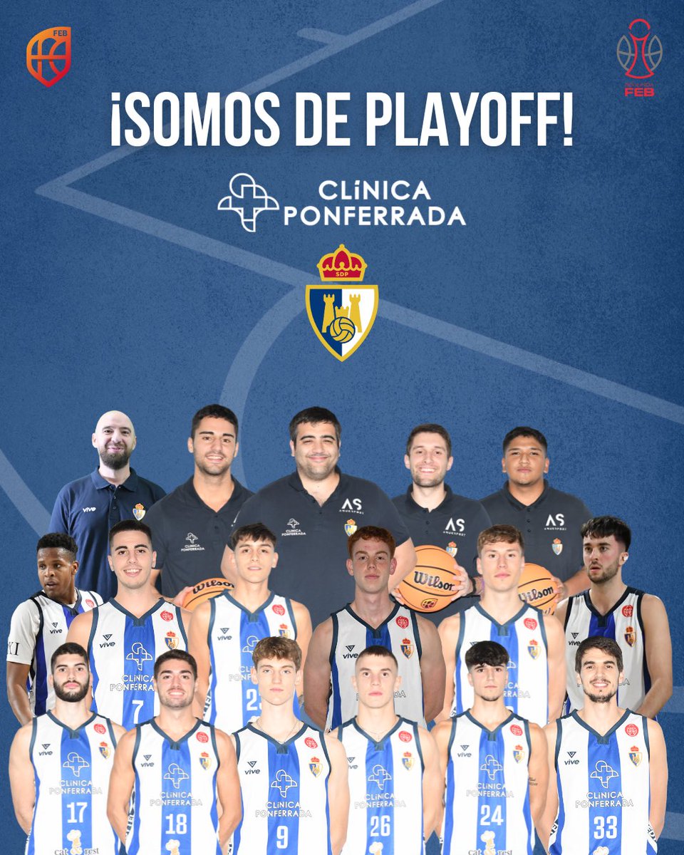 baloncestoSDP's tweet photo. Una temporada más… ¡SOMOS DE PLAYOFF! 🤍💙

🏀 Este sábado vamos a disfrutar del último partido de liga regular en el Lydia Valentín y a celebrar que somos de playoff. ¡Te esperamos!

#SoñarMásAlto #SomosSDP https://t.co/FYb6qtKQS6