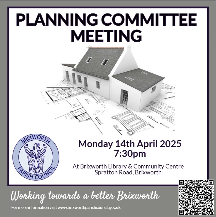 An Extraordinary meeting of the Planning Council has been set for Monday 14th of April 2025, starting at 7:30pm. The agenda can be found at: 
brixworthparishcouncil.gov.uk/planning-commi…