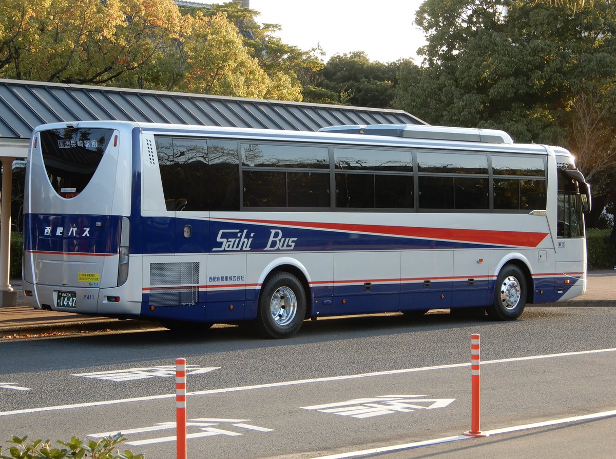 長崎200か1447。西肥バスF411号車です。 2025年式の2TG-MS06GP。同社