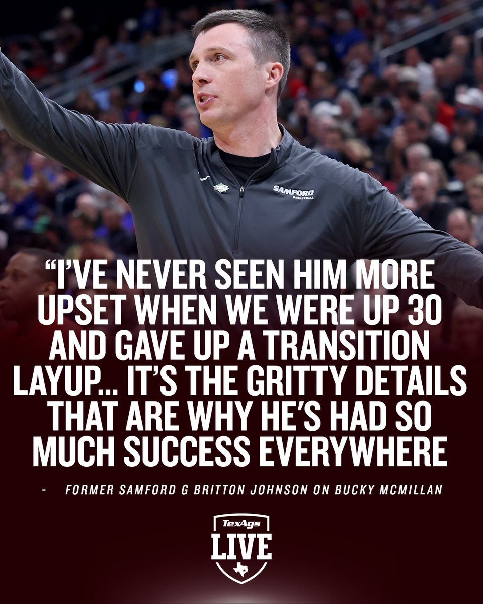 TexAgsLive's tweet image. Playing under Bucky McMillan in high school and college, @BrittonJohnson has high praise for Texas A&amp;amp;M's new coach 🏀👍