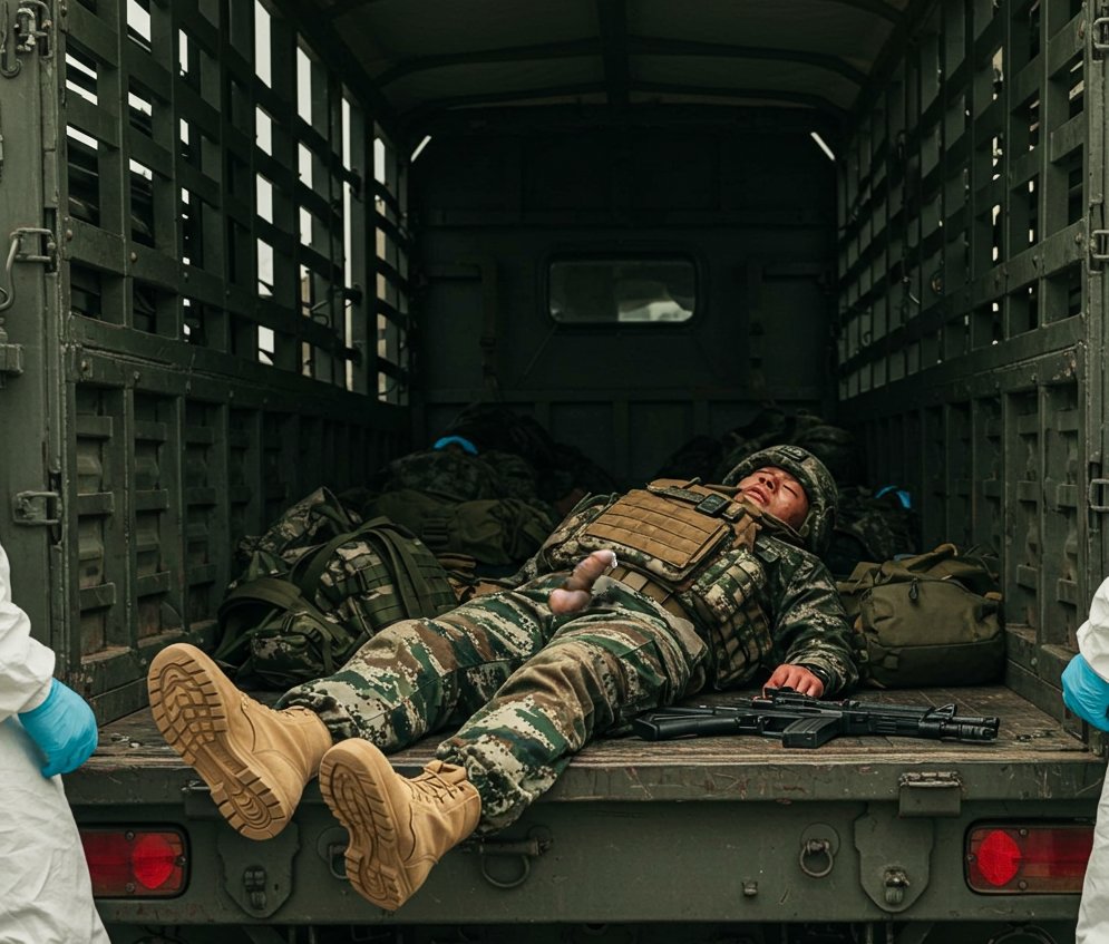 A soldier was on a logistic duty. He got milked on the back of a truck and his weapon still hard  even after his death. A camara mounted on his helmet was found and taken to the lab by the investigaors. Hopefully they will figure out what happened to the ill fated soldier.