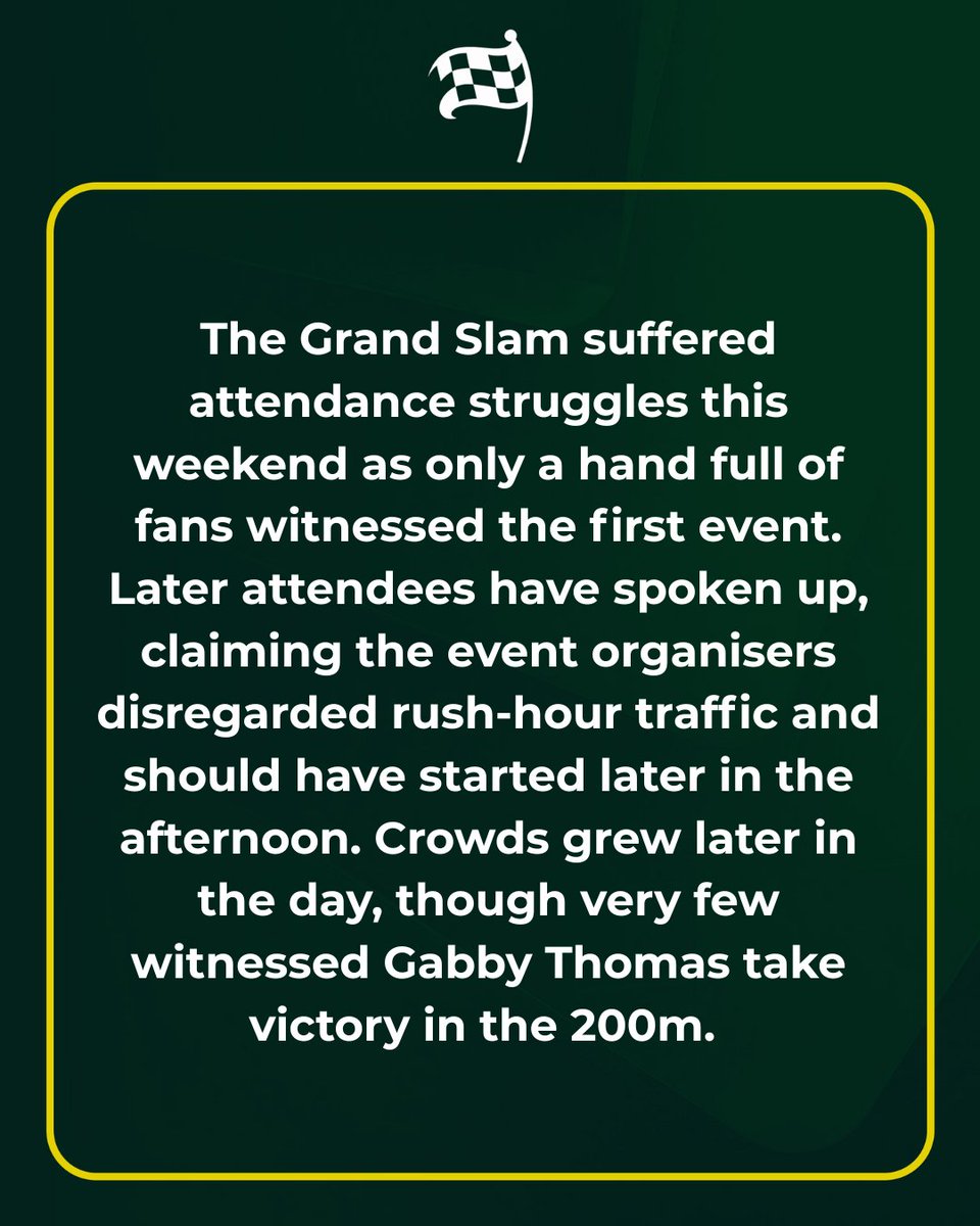 StopWatchNews's tweet photo. Attendence struggles for Grand Slam Track as fans make complaints 🚨 https://t.co/ohFYKjNMZ7