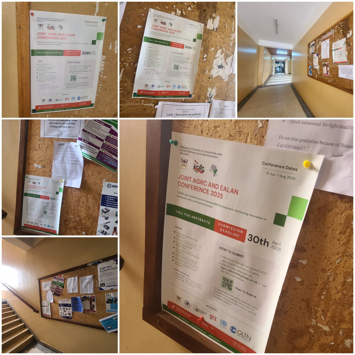 Mak_Geomatics's tweet photo. Heads up students & faculty at @MakCEDAT, @MakCoNAS & @MakCoCIS A key AGRC× EALANconference announcement for 2025 is now pinned on all major noticeboards of the mentioned colleges. Make sure to check it out! @Makerere ➡️ #AGRC2025 #Kampala #EALAN https://t.co/yz7lZPewlS