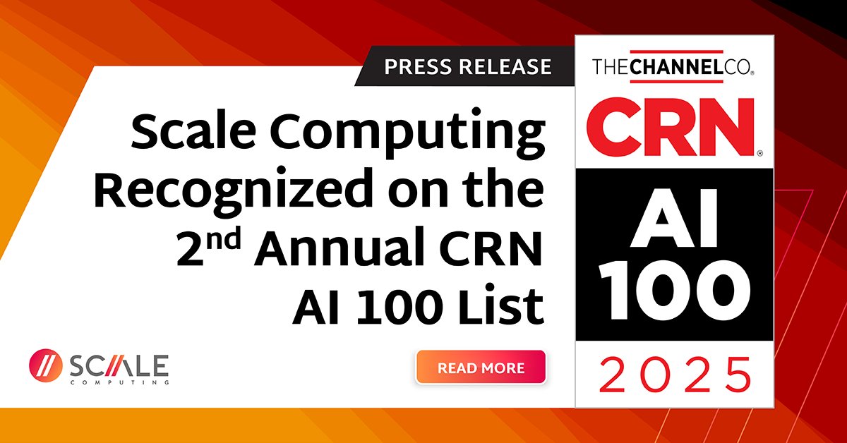 ScaleComputing's tweet image. We&apos;re excited to share that Scale Computing is named on the 2nd annual @CRN AI 100 list in the AI for Data Center and Edge category! Learn more about our innovative AI solutions empowering IT #channelpartners: 

scalecomputing.com/press-releases…

#CRNAI100 #datacenterAI #edgeAI #innovation