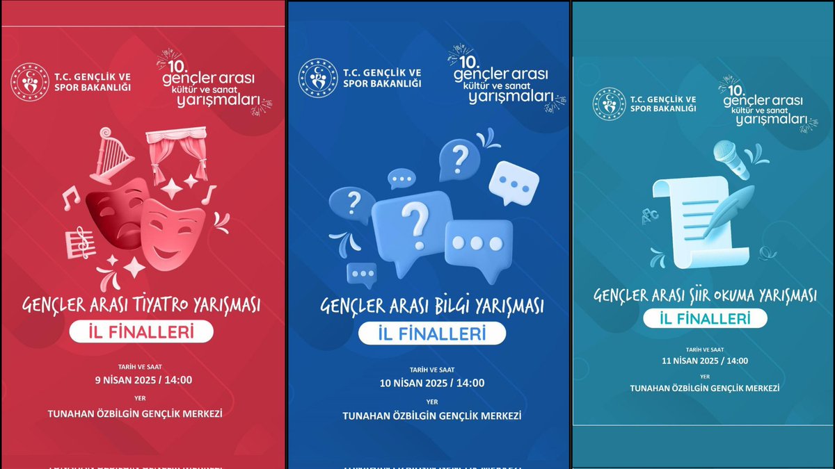 GENÇLERİN KÜLTÜR VE SANAT BULUŞMALARI BAŞLIYOR!

Gençlik ve Spor Bakanlığımız tarafından bu yıl 10’uncusu düzenlenen Gençler Arası Kültür ve Sanat Yarışmaları – İl Finalleri, genç yetenekleri sahneye taşıyor. Gençlerin kültürel ve sanatsal yönlerini geliştirmeyi hedefleyen