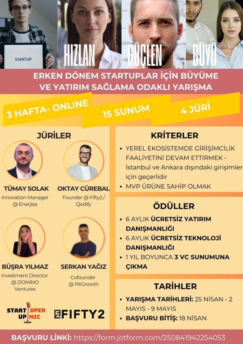Genç girişimciler buraya: form.jotform.com/250841942254053 #startups