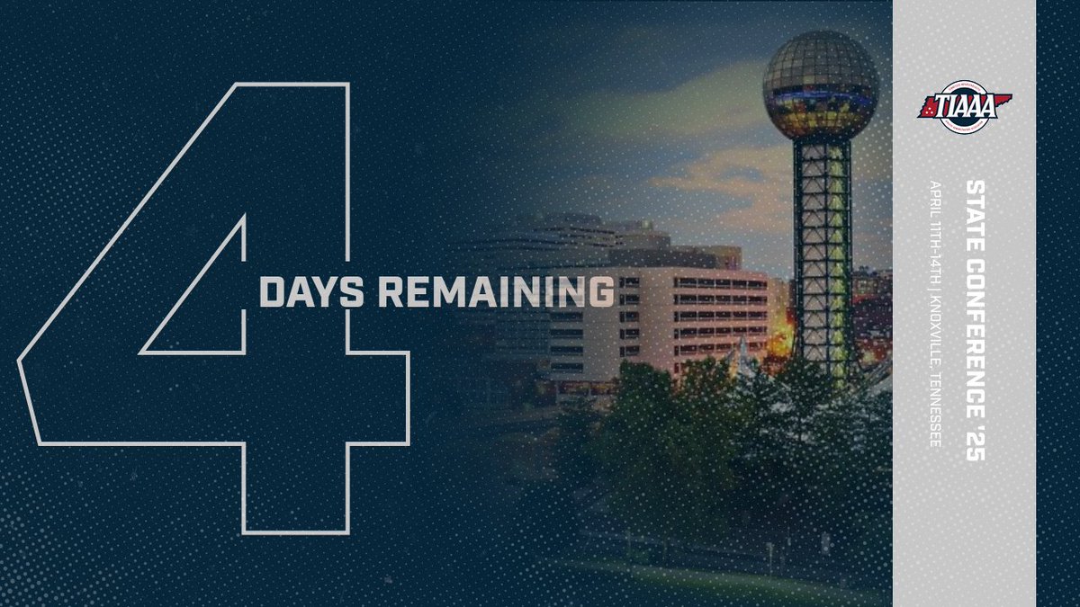 There is still time to join us at the Tennessee State Athletic Directors Conference! #TIAAACONF25

🏨 Crowne Plaza Hotel
📍Knoxville, Tennessee
🗓️ April 11th - 14th
📋tinyurl.com/TIAAASchedule
📝 tinyurl.com/TIAAARegistrat…