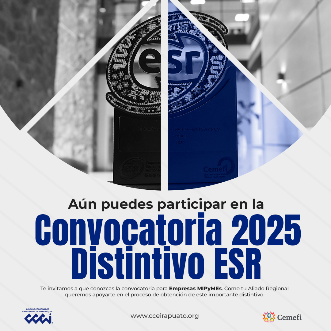 cceirapuato's tweet photo. ¿Tu empresa ya es socialmente responsable? 💼🌱
¡Hazlo visible! Aún estás a tiempo de participar por el Distintivo ESR® 2025.

Impulsa tu reputación, fortalece tu marca y abre nuevas puertas.

Como tu Aliado Regional en los estado de AGS, GTO y MICH, estamos para ayudarte. https://t.co/nZ6pAY83X8
