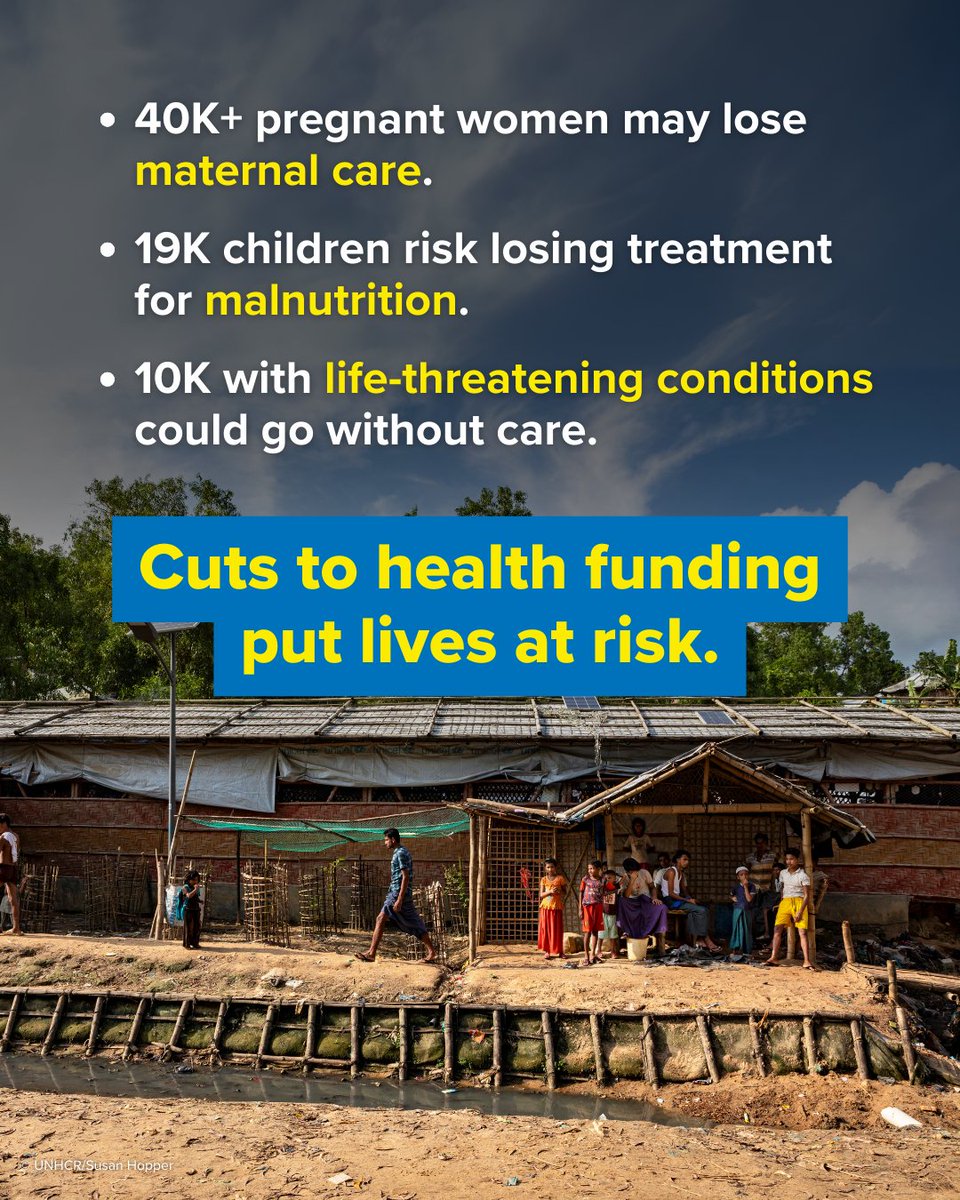 In 🇧🇩 1M Rohingya refugees face a growing health crisis.

🔴 40K+ pregnant women may lose maternal care
🔴 19K children risk losing treatment for malnutrition
🔴 10K with life-threatening conditions could go without care

Cuts to health funding put lives at risk.

#WorldHealthDay