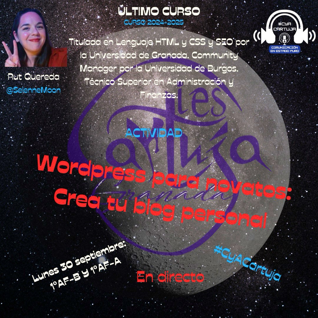 Hoy quiero comenzar hablando de Rut Quereda, quien fue la primera en enseñarnos algo tan importante como WordPress. No solo nos enseñó la herramienta, sino que también nos inspiró a lanzarnos a crear contenido. #HomenajeCyACartuja #CyACartuja <a href="/SelenneMoon/">Selenne Moon</a>