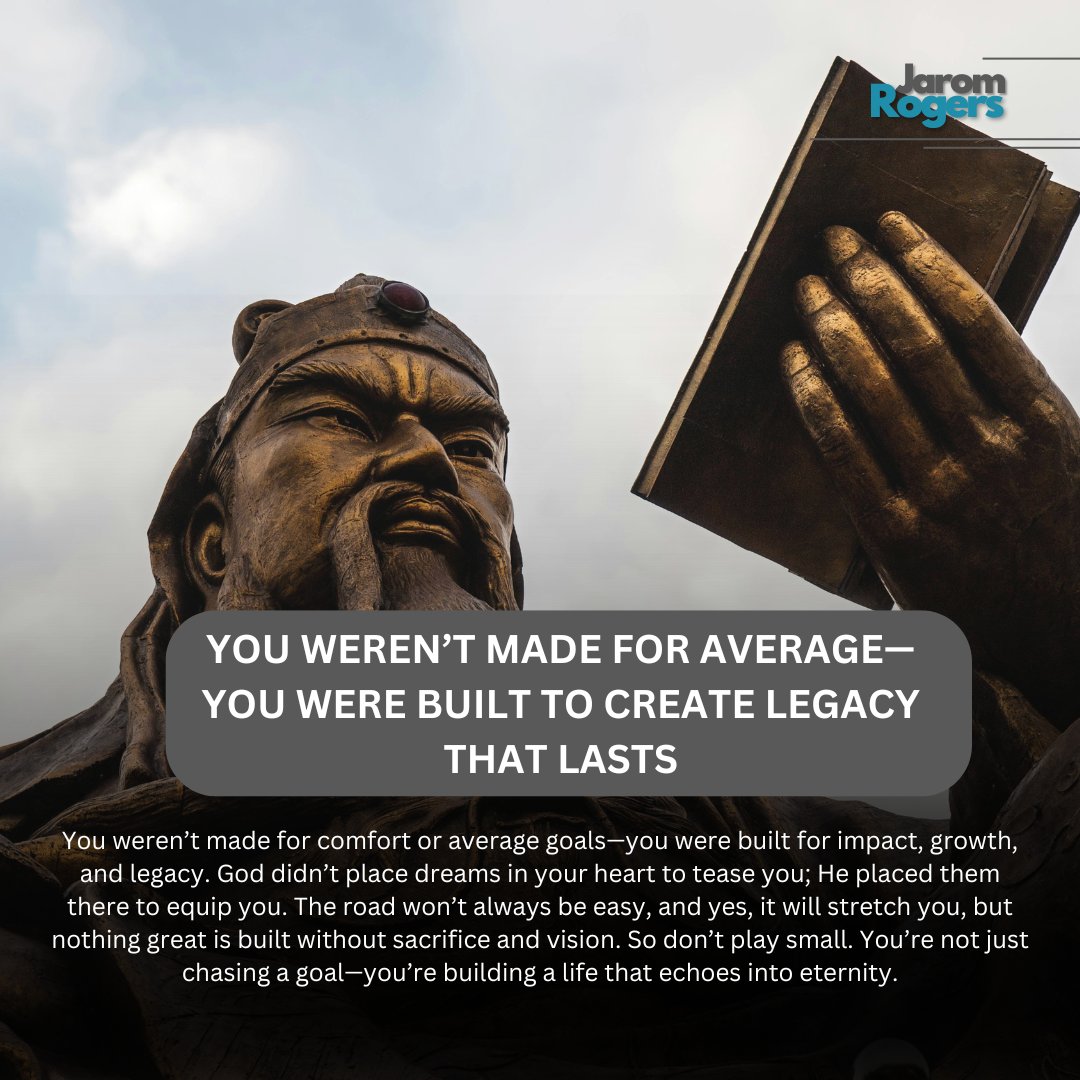 ListWithJarom's tweet photo. Built for Legacy. Driven by Purpose.

You weren’t made for average. You were built to rise, to lead, and to leave a legacy that lasts. Let your life echo into eternity—one bold step at a time.

#KingdomBuilder #RiseAndLead #PurposeDriven #EntrepreneurMindset #MotivationMonday https://t.co/0jtvGW2vpR