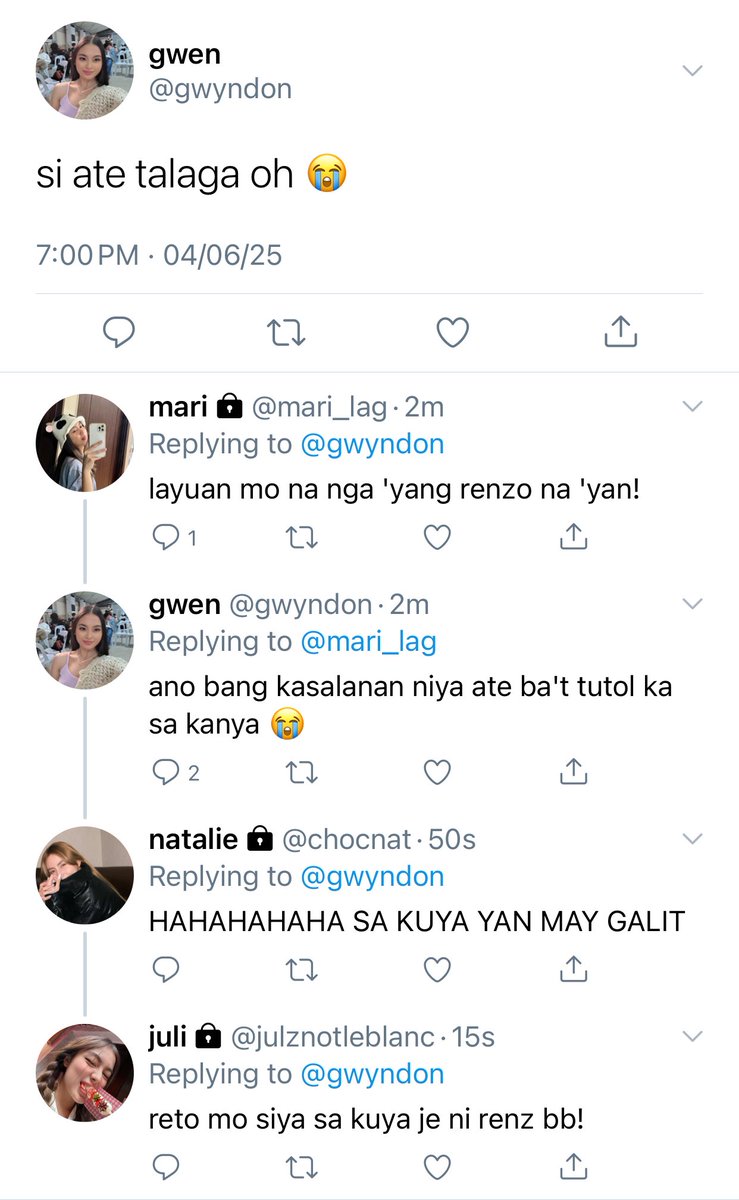 jhnlgnluvr_'s tweet photo. it runs in the blood
[ #ashdres x #rafthan ]

mari's (ash) intense hatred for jeremy (dres) runs so deep that she despises his entire family—so much so that she forbids gwen (raf) from approaching her crush, renz (than), jeremy’s half-brother. https://t.co/axsfGAeiez
