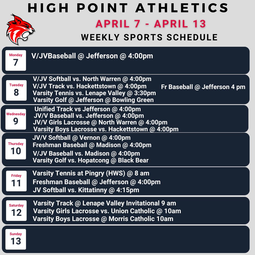 Lots of events are happening this week! Come out and support your fellow Wildcats! #wildcatpride #hprwildcats