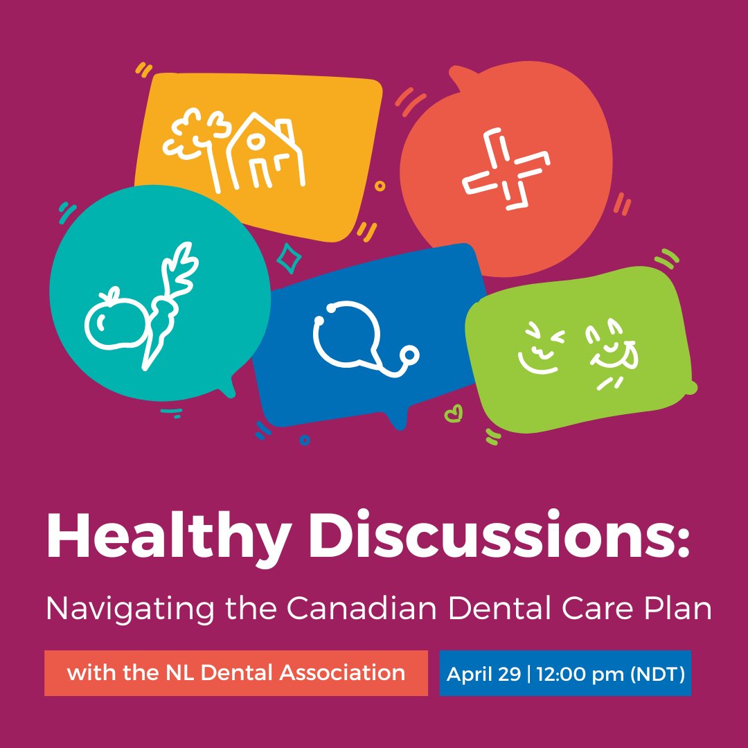 Do you have questions about the new #CanadianDentalCarePlan (CDCP)? Join us and the <a href="/nldental/">NL Dental</a> Association for a healthy discussion about who is eligible for the CDCP, how to apply, and how much of your dental care will be covered. Register today! bit.ly/healthy-discus…