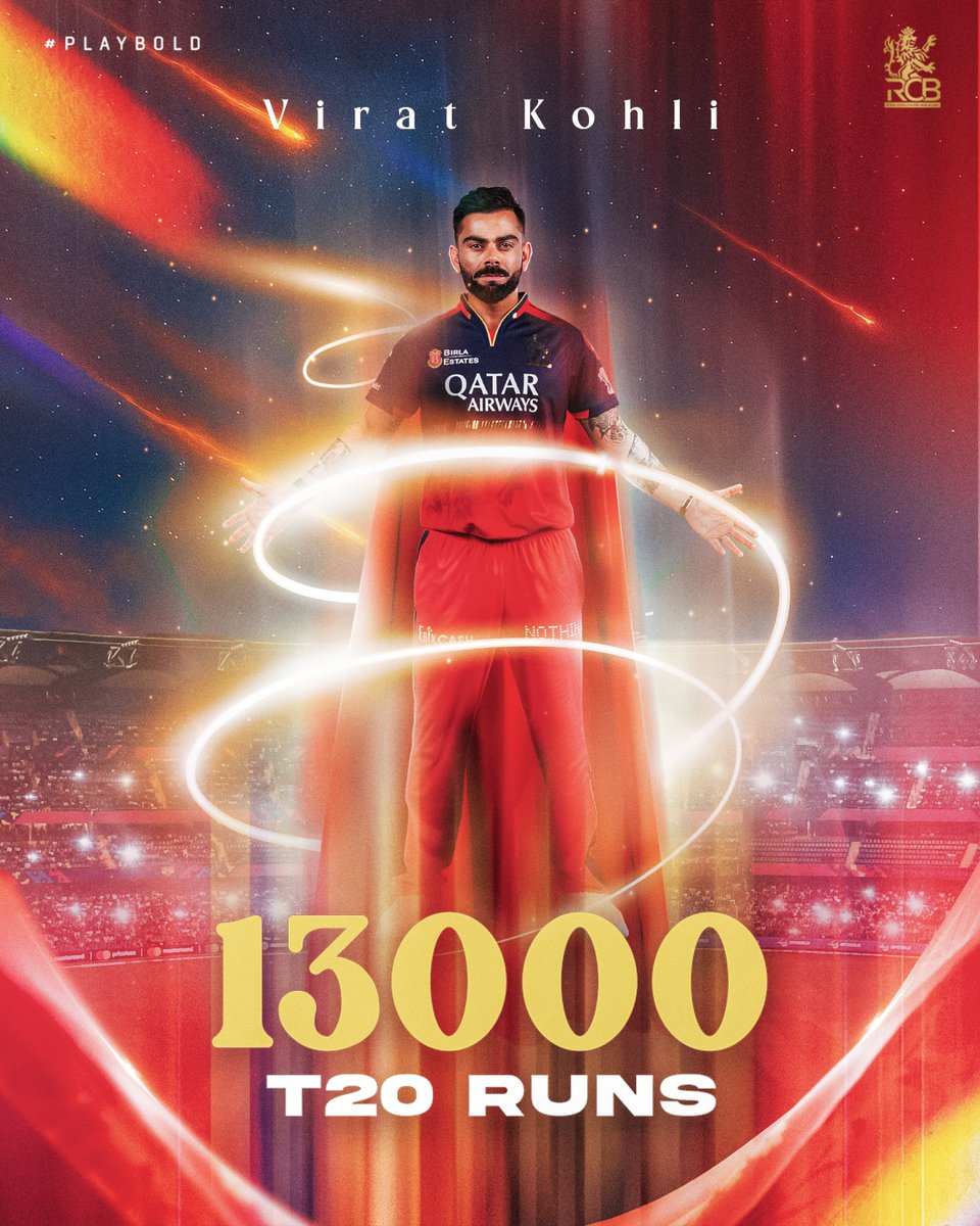 Ma𝓥erick’s Massive Milestone! 👑🙇🏼‍♂️

1️⃣3️⃣,0️⃣0️⃣0️⃣ T20 runs with 9️⃣ centuries and 9️⃣8️⃣  fifties! 🤯

keep the runs flowing, VK! 💪

#PlayBold #ನಮ್ಮRCB #IPL2025 #MIvRCB