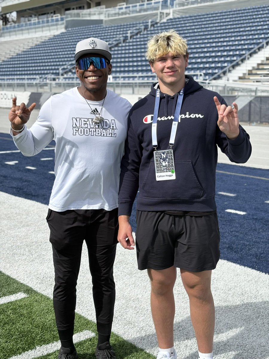 Colton Hogge (@coltonhogge75) on Twitter photo I had a great time at Junior Day this weekend <a href="/NevadaFootball/">Nevada Football</a>! Thank you <a href="/NevadaRecruits/">Nevada FB Recruiting</a> <a href="/CoachLynch/">Mike Lynch</a> <a href="/CoachArmy/">Brian Armstrong</a> <a href="/CoachChoateFB/">Jeff Choate</a> <a href="/Coach_JLoeffler/">Jordan Loeffler</a> <a href="/VGreen85/">Virgil Green</a> <a href="/NV_DennisEck/">Dennis Eck</a> <a href="/melenaitemanu/">Melenaite Manu</a> #RiseTogether
<a href="/12BFootball/">12 Bridges Football</a> @coachhogge72 <a href="/ByChrisMurray/">Chris Murray</a> <a href="/NevadaSportsNet/">Nevada Sports Net</a> <a href="/GrantFowler54/">Grant Fowler</a> I had a great time at Junior Day this weekend <a href="/NevadaFootball/">Nevada Football</a>! Thank you <a href="/NevadaRecruits/">Nevada FB Recruiting</a> <a href="/CoachLynch/">Mike Lynch</a> <a href="/CoachArmy/">Brian Armstrong</a> <a href="/CoachChoateFB/">Jeff Choate</a> <a href="/Coach_JLoeffler/">Jordan Loeffler</a> <a href="/VGreen85/">Virgil Green</a> <a href="/NV_DennisEck/">Dennis Eck</a> <a href="/melenaitemanu/">Melenaite Manu</a> #RiseTogether
<a href="/12BFootball/">12 Bridges Football</a> @coachhogge72 <a href="/ByChrisMurray/">Chris Murray</a> <a href="/NevadaSportsNet/">Nevada Sports Net</a> <a href="/GrantFowler54/">Grant Fowler</a>