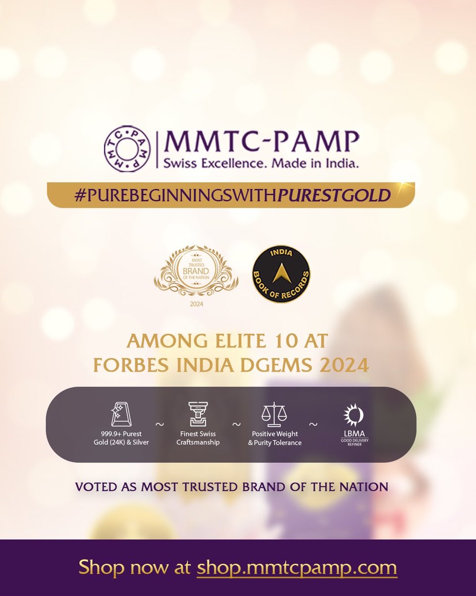 MMTCPAMP's tweet image. Prepare for Akshay Tritiya with trusted LBMA Gold &amp;amp; Silver from MMTC-PAMP for lasting prosperity.

#MMTCPAMP #PurestGold #PurestSilver #PurestBeginningsWithPurestGold #LBMA