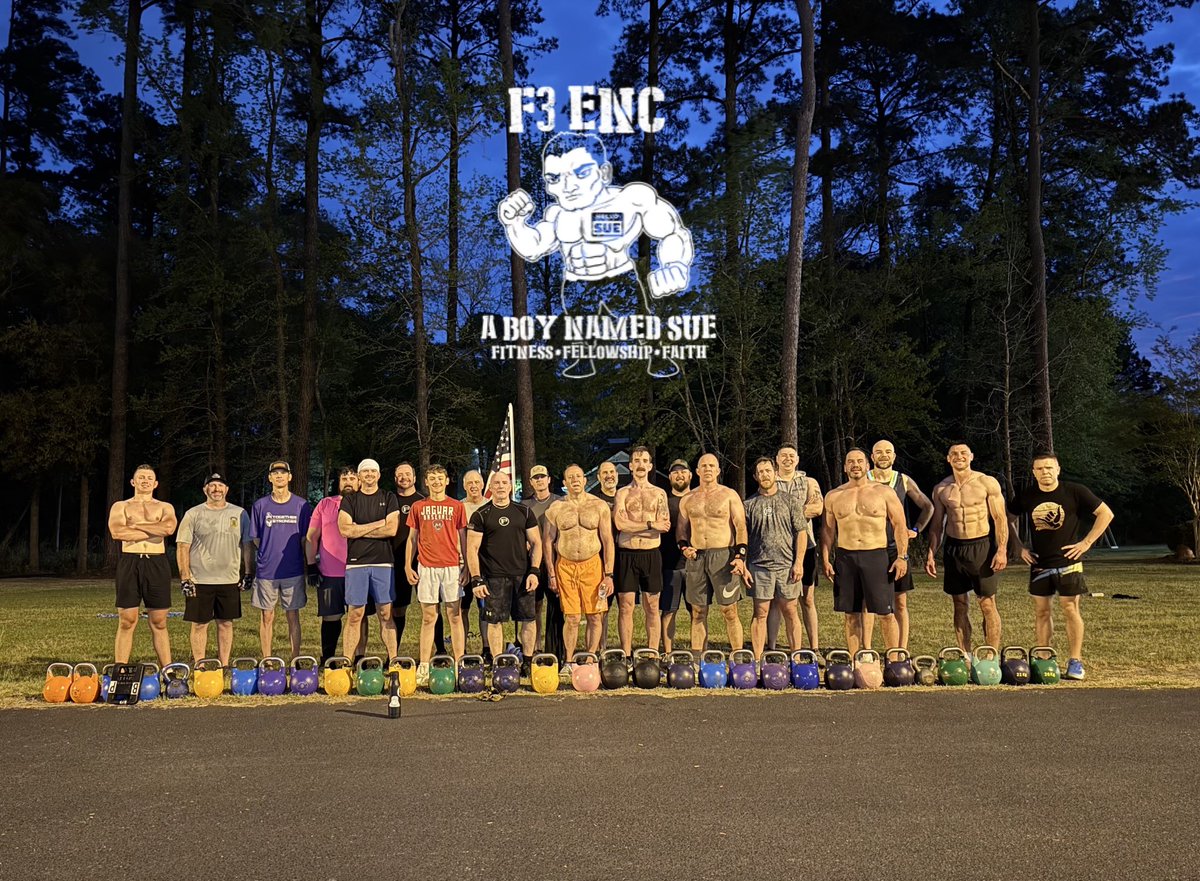F3ENC's tweet image. 57 #f3enc men today for #f3nation, cuz #f3counts!  
8 @ #theflagship
10 @ #mash
21 @ #aboynamedsue
4 @ #westsidestory
7 @ #tobaccoroad 
7 @heavy_drop_training