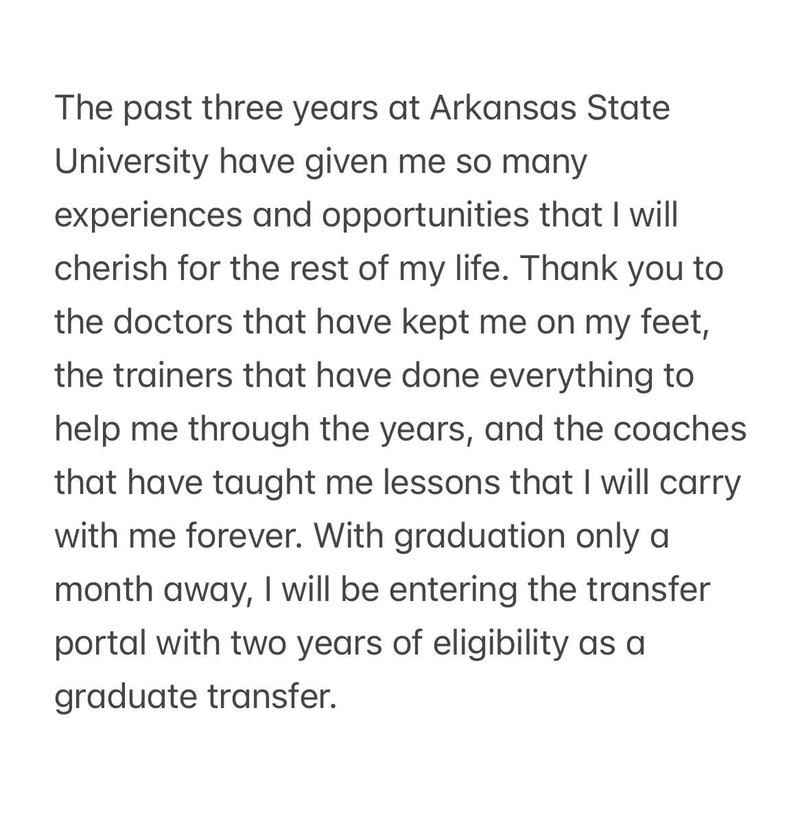Graduate Transfer with two years of eligibility