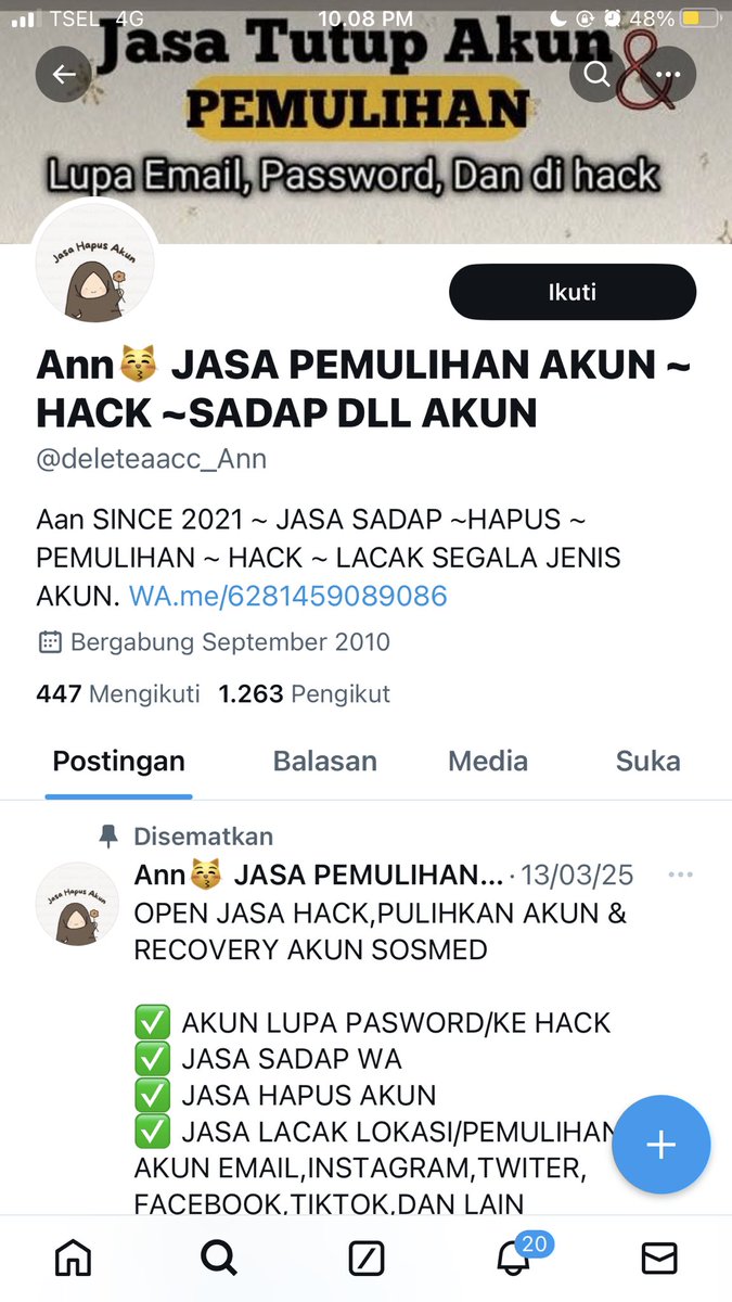 deleteacc_ann's tweet photo. astagfirullah, aku lagi rest ada aja cobaan 🥲

HATI-HATI❗️
AKUN YG DI FOTO BAWAH INI FAKE YA GUYS, ITU BUKAN AKU‼️‼️ 

DIA NGAMBIL POSTER DAN TESTI AKU TANPA IZIN‼️

akun aku hanya @deleteacc_ann 
no wa masih yg ini https://t.co/I8pszwoBgT

tag. Jasa Hapus Akun Pemulihan https://t.co/J96nGPVUuh