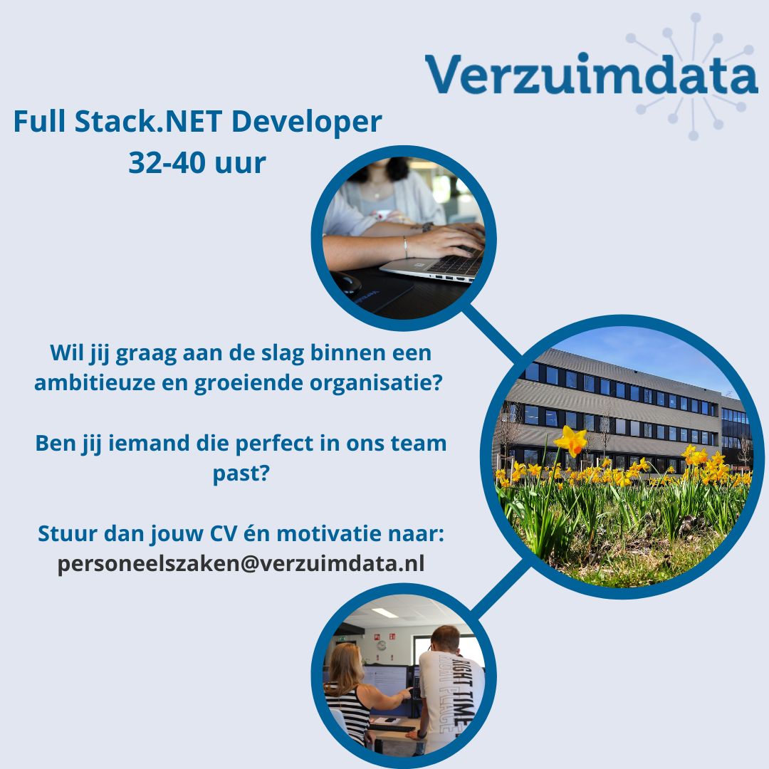 Verzuimdata groeit! 
Vanuit ons prachtige pand in Ridderkerk werken we met veel plezier samen aan uiteenlopende projecten waar wij meer developers voor kunnen gebruiken!

➡️Lees de hele vacature hier: rb.gy/pmphxe
ℹ️Meer informatie? Bel naar 0180-330919.