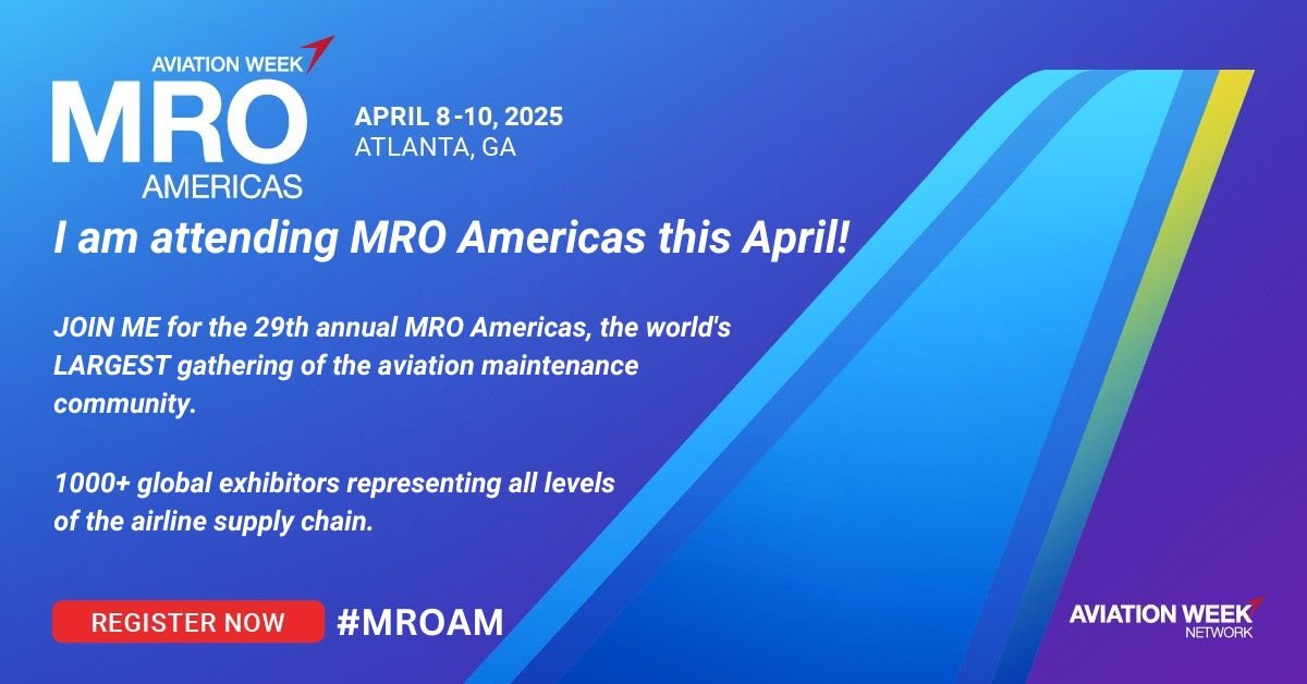 I'll be attending the <a href="/AviationWeek/">Aviation Week</a> MRO Americas Conference this week! (Scheduling Link below)