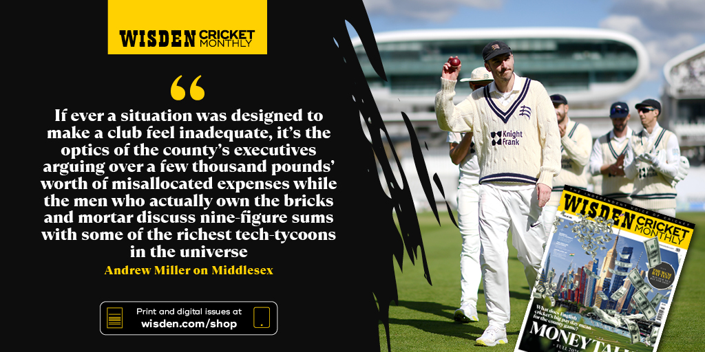 Wisden (@wisdencricket) on Twitter photo In the new Wisden Cricket Monthly magazine - out now - <a href="/miller_cricket/">Andrew Miller</a> considers the contrasting fortunes of London's first-class counties after a winter where those disparities were laid bare.
Get your copy here ⬇️
PRINT | wisden.com/shop/wisden-cr…
DIGI | shorturl.at/RJPNp In the new Wisden Cricket Monthly magazine - out now - <a href="/miller_cricket/">Andrew Miller</a> considers the contrasting fortunes of London's first-class counties after a winter where those disparities were laid bare.
Get your copy here ⬇️
PRINT | wisden.com/shop/wisden-cr…
DIGI | shorturl.at/RJPNp