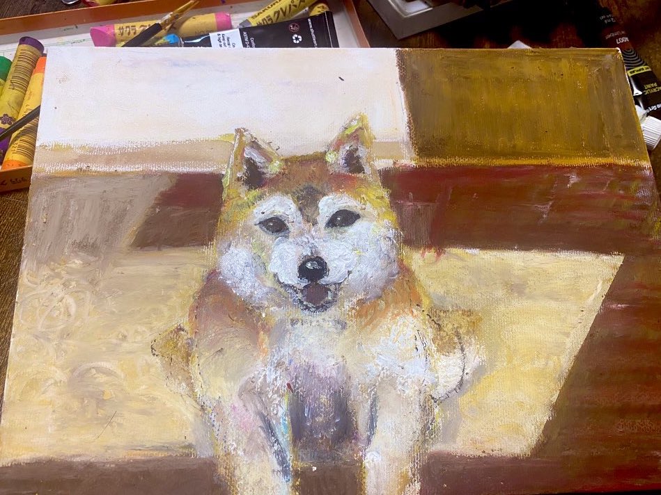 batuko_xx's tweet photo. 描くモチベが保てない
 #犬  #イラスト  #アクリル https://t.co/qkVYQr99fy
