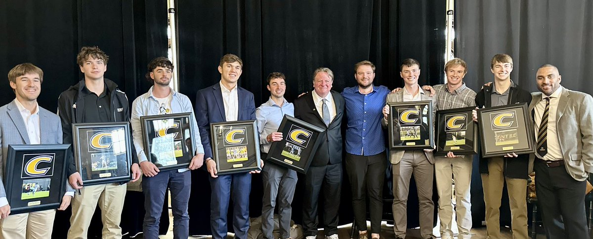 CentreSoccer's tweet photo. What a great weekend! Again!! Love hearing from our seniors at the banquet reflecting on their 4 years w/ #CentreSoccer! Shoutout to Alec McAlister for winning the Millon Award for Outstanding Leadership &amp; Owen Carey taking the Starkweather Award for Most Inspirational player. https://t.co/q1dIHpshAx