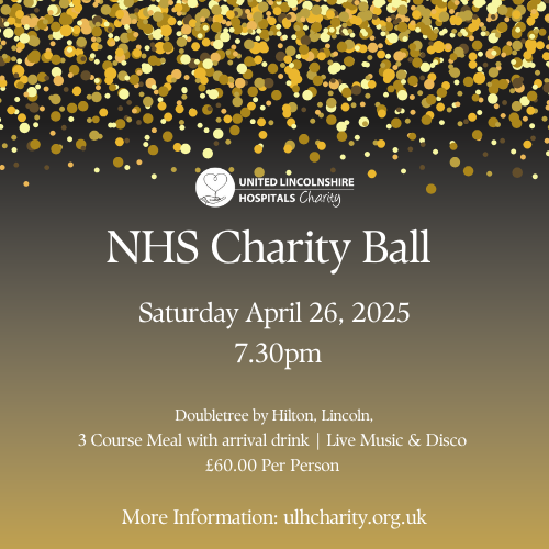 Last call for the Charity Ball 🍾⭐   

There is still time to book and join us for a night of good food,  live entertainment and auction at ULH Charity's Ball at the Doubletree by Hilton, Lincoln.  

🎟️ Tickets £60pp
ow.ly/FtBl50Vk2j1