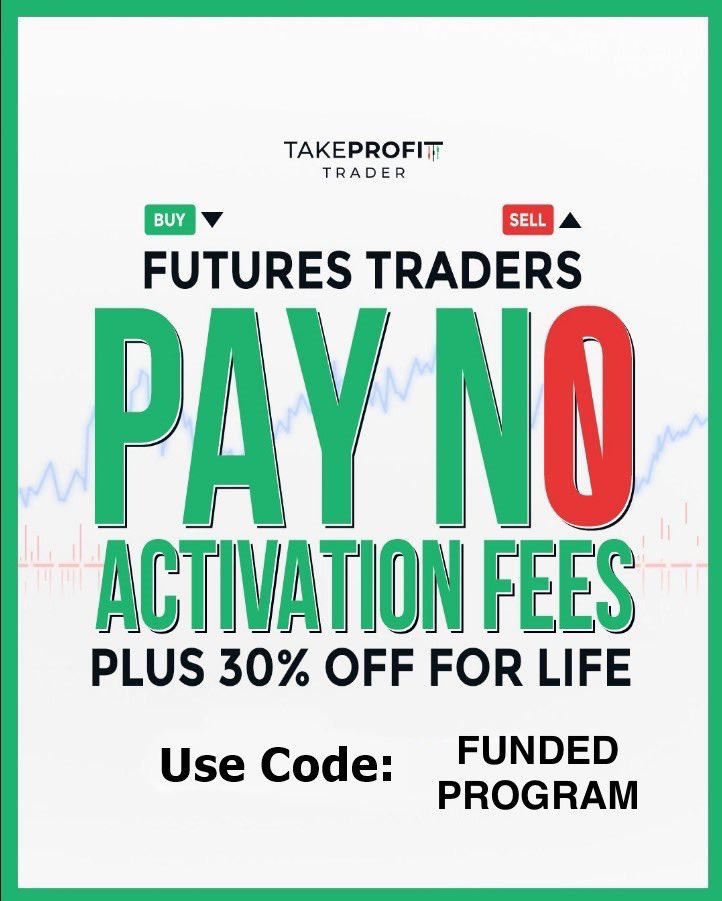 FundedProgram's tweet image. Looking for a Futures Prop Firm deal?
Start your Funded Trading Career with  @TakeProfitLLC 

⭐️ Exclusive 30% Lifetime Discount
⭐️ Pay No Activation Fee 

👉 Use TakeProfitTrader Promo Code: FUNDEDPROGRAM

takeprofittrader.com/?referralCode=…